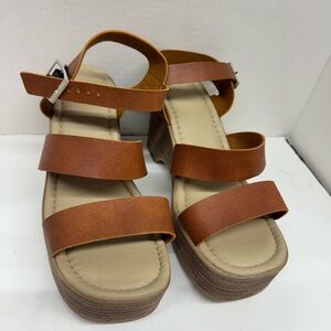 Brown Strappy Platform Sandals